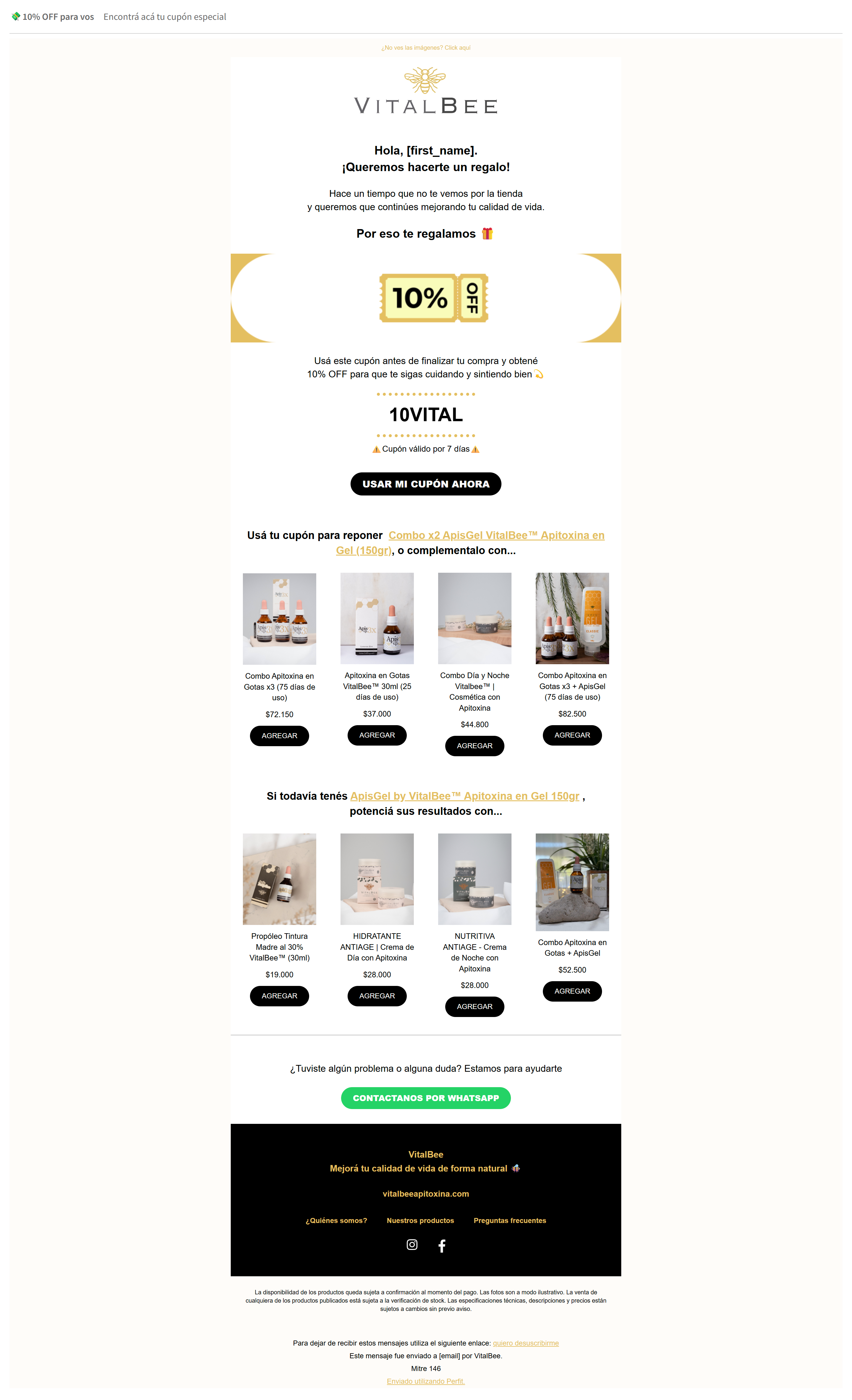 Campaña de Reactivación con Descuento - VitalBee